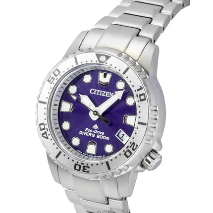Montre femme Citizen Promaster Dive en acier inoxydable, cadran violet, Eco-Drive, étanche à 200 m (EO2027-50X).