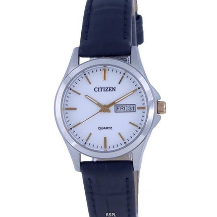 Montre pour femme Citizen analogique en cuir è  cadran blanc et quartz EQ0599-11A.G