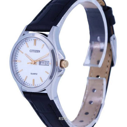 Montre pour femme Citizen analogique en cuir è  cadran blanc et quartz EQ0599-11A.G