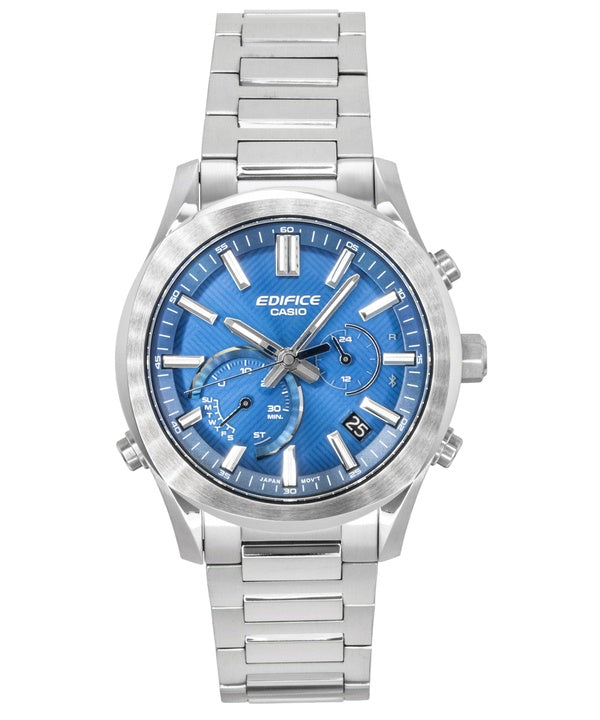 Montre homme Casio Edifice Chronographe Analogique Connect Smartphone Link Acier Inoxydable Cadran Bleu Solaire EQB-1300D-2A 100M