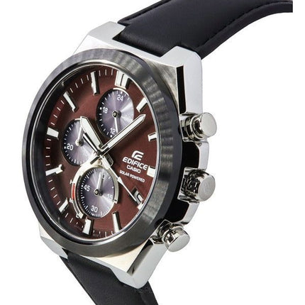Montre pour homme Casio Edifice chronographe analogique bracelet en cuir cadran bordeaux solaire EQS-950BL-5A 100M