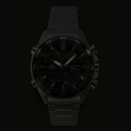 Montre homme Casio Edifice analogique-numérique en acier inoxydable, cadran noir, mouvement à quartz ERA-130D-1A, étanche à 100 m