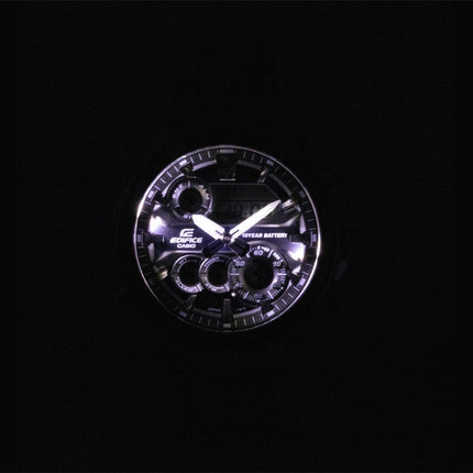 Montre homme Casio Edifice analogique-numérique en acier inoxydable, cadran bleu, mouvement à quartz ERA-130D-2A, étanche à 100 m