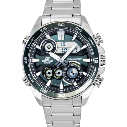 Montre homme Casio Edifice analogique-numérique en acier inoxydable, cadran vert, mouvement à quartz ERA-130D-3A, étanche à 100 m
