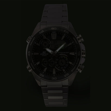 Montre homme Casio Edifice analogique-numérique en acier inoxydable, cadran vert, mouvement à quartz ERA-130D-3A, étanche à 100 m