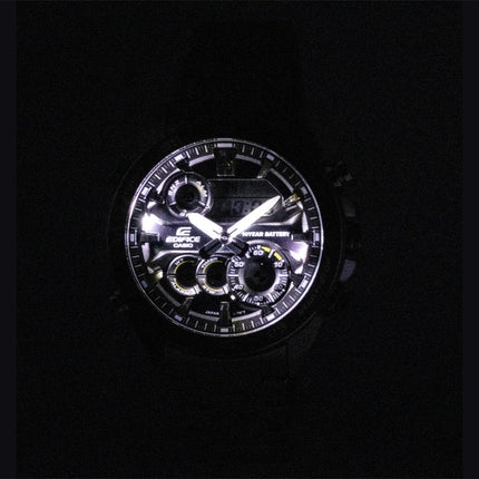 Montre homme Casio Edifice analogique-numérique en acier inoxydable, cadran vert, mouvement à quartz ERA-130D-3A, étanche à 100 m