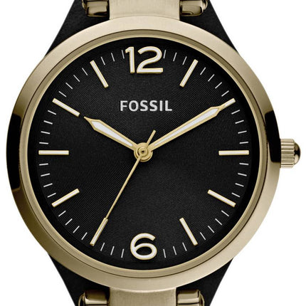 Fossiles Georgia Black cadran montre doré ES3148 féminin
