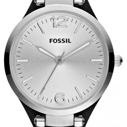 Fossiles montre Quartz de Géorgie en cuir noir sangle ES3199 féminin