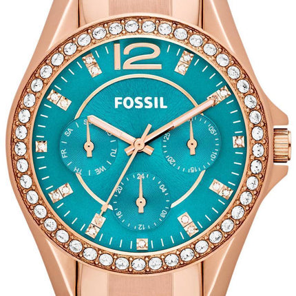 Fossil Riley Multi-Function Or Rose-Tone Turquoise cadran de ES3385 femmes