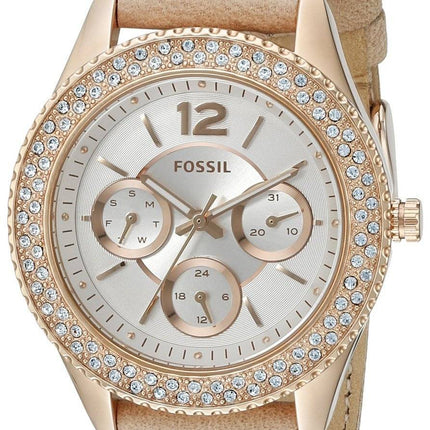 Fossil Stella multifonction Rose de cristaux d'or de bracelet en cuir embelli la montre de ES3816 femmes