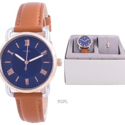 Montre Fossil Copeland Cadran Bleu Quartz ES4913SET avec Coffret Cadeau Montre Femme