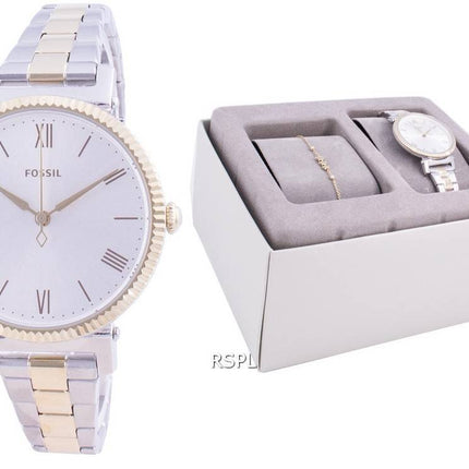 Fossil Daisy cadran argenté en acier inoxydable Quartz ES4914SET avec montre pour femme