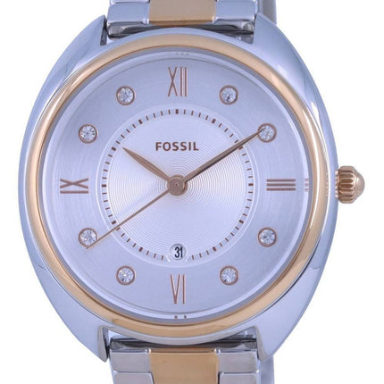Montre Fossil Gabby Cadran Blanc Deux Tons Acier Inoxydable Quartz ES5072 Montre Femme