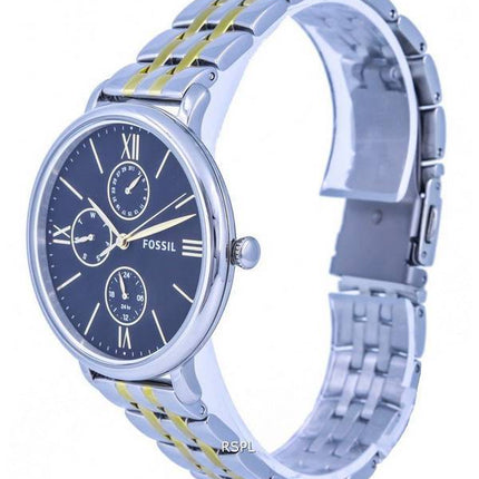 Fossil Jacqueline Deux Tons Acier Inoxydable Cadran Noir Quartz ES5143 Montre Femme