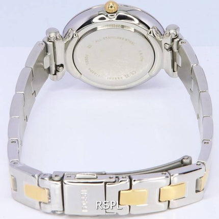 Fossil Carlie Two Tone Acier Inoxydable Argent Cadran Quartz ES5201 Montre Femme