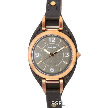 Fossil Carlie Eco Bracelet en cuir Cadran noir Quartz ES5212 Montre pour femme
