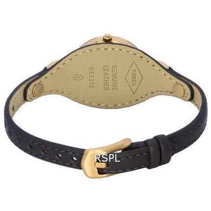 Fossil Carlie Eco Bracelet en cuir Cadran noir Quartz ES5212 Montre pour femme