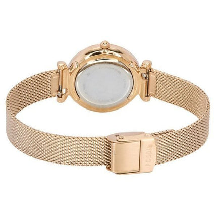 Montre pour femme Fossil Carlie en acier inoxydable doré rose avec cadran argenté ES5314SET avec coffret cadeau