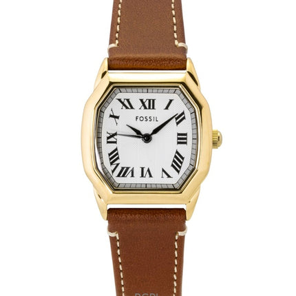 Montre femme Fossil Harlow, bracelet en cuir, cadran beige, mouvement à quartz ES5364