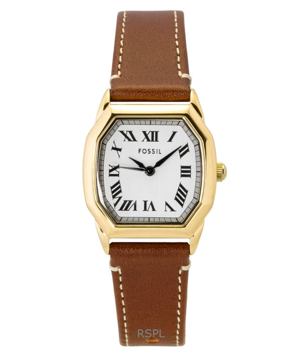 Montre femme Fossil Harlow, bracelet en cuir, cadran beige, mouvement à quartz ES5364
