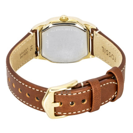 Montre femme Fossil Harlow, bracelet en cuir, cadran beige, mouvement à quartz ES5364