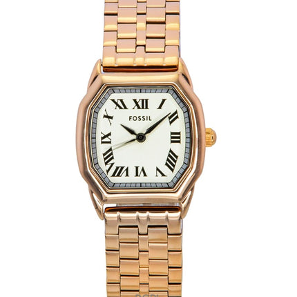 Montre femme Fossil Harlow en acier inoxydable doré rose et cadran crème à quartz ES5386