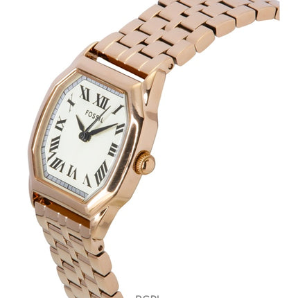 Montre femme Fossil Harlow en acier inoxydable doré rose et cadran crème à quartz ES5386