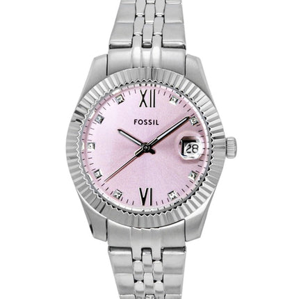 Montre Fossil Scarlette pour femme, acier inoxydable, cadran rose rayon de soleil, quartz ES5403