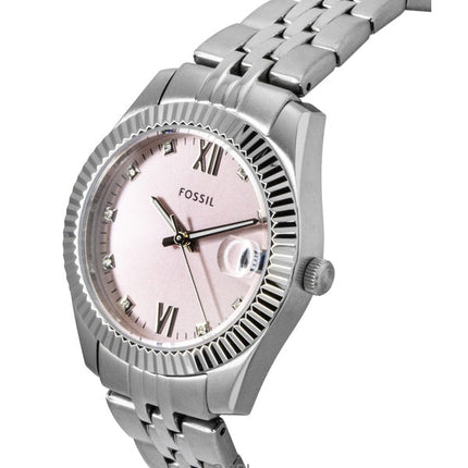 Montre Fossil Scarlette pour femme, acier inoxydable, cadran rose rayon de soleil, quartz ES5403