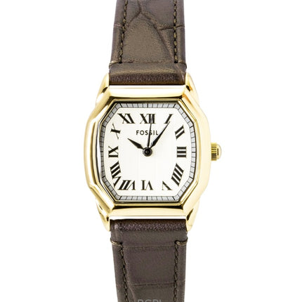Montre femme Fossil Harlow, bracelet en cuir, cadran crème, mouvement à quartz ES5426