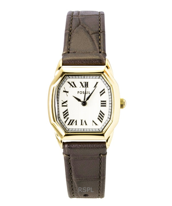 Montre femme Fossil Harlow, bracelet en cuir, cadran crème, mouvement à quartz ES5426