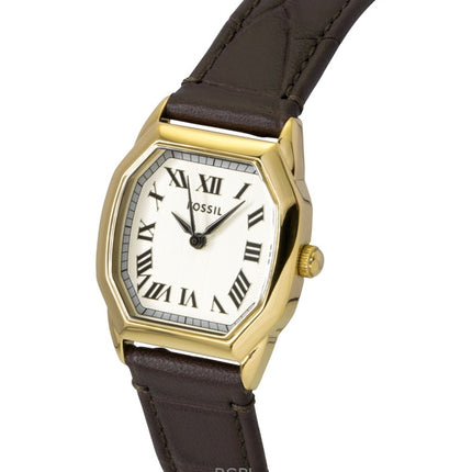 Montre femme Fossil Harlow, bracelet en cuir, cadran crème, mouvement à quartz ES5426