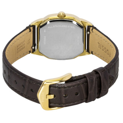 Montre femme Fossil Harlow, bracelet en cuir, cadran crème, mouvement à quartz ES5426