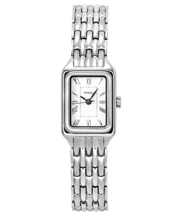 Montre femme Fossil Raquel Mini en acier inoxydable, cadran blanc, mouvement à quartz ES5469
