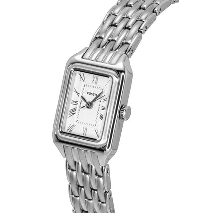 Montre femme Fossil Raquel Mini en acier inoxydable, cadran blanc, mouvement à quartz ES5469