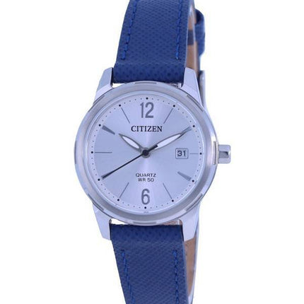 Montre Citizen pour femme avec cadran argenté et bracelet en cuir à quartz EU6070-19A