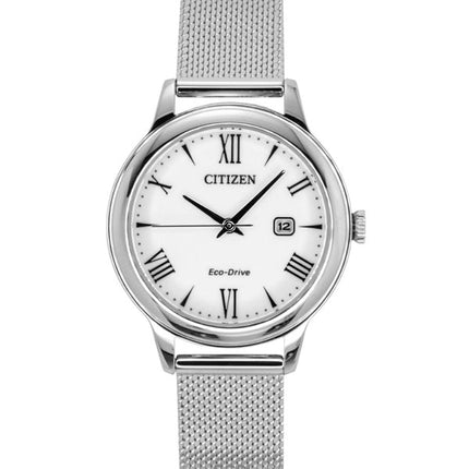 Montre Citizen Elegance pour femme, cadran blanc, acier inoxydable, Eco-Drive EW2621-75A, 100 m