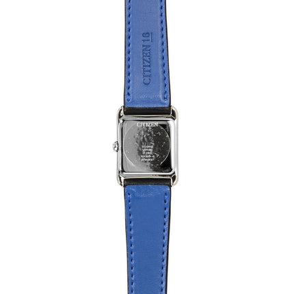 Montre femme Citizen Bianca, bracelet en cuir, cadran noir, Eco-Drive EW5600-01E