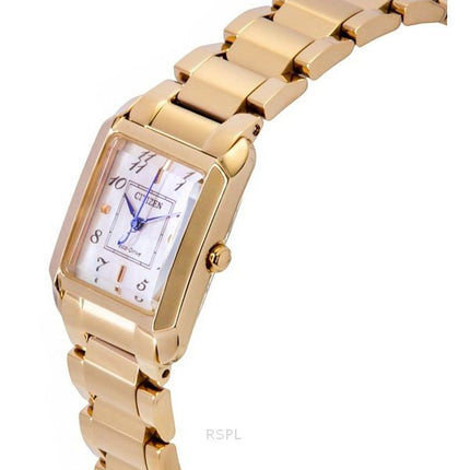 Montre Citizen L Square en acier inoxydable doré rose avec cadran en nacre Eco-Drive EW5603-89Y pour femme