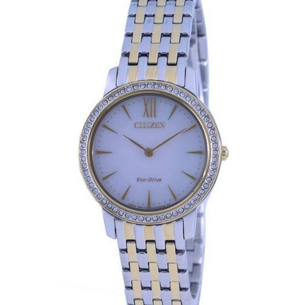 Montre Citizen Elegance Crystal Accents pour femme Eco-Drive EX1484-81A en acier inoxydable bicolore