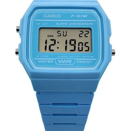 Montre unisexe Casio Digital avec bracelet en résine bleue et quartz F-91WC-2A