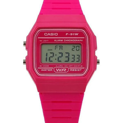 Casio Digital Bracelet en résine rose Quartz F-91WC-4A Montre unisexe