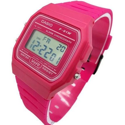 Casio Digital Bracelet en résine rose Quartz F-91WC-4A Montre unisexe