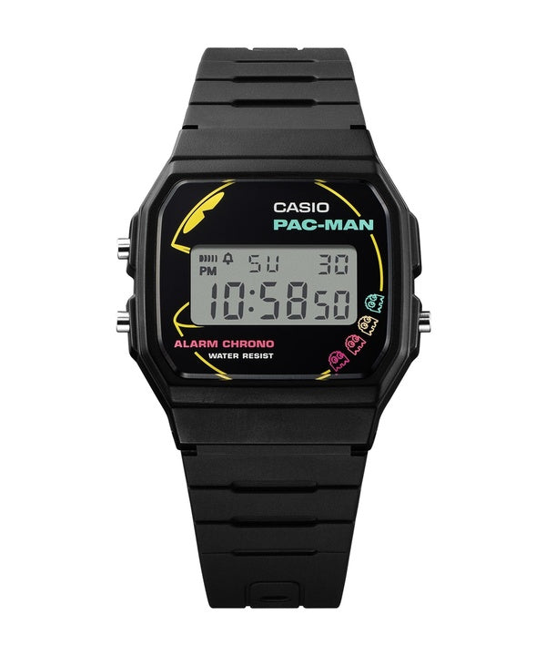 Montre unisexe Casio Standard Digital PAC-MAN Collaboration avec bracelet en résine biosourcée F-91WPC-1A à quartz