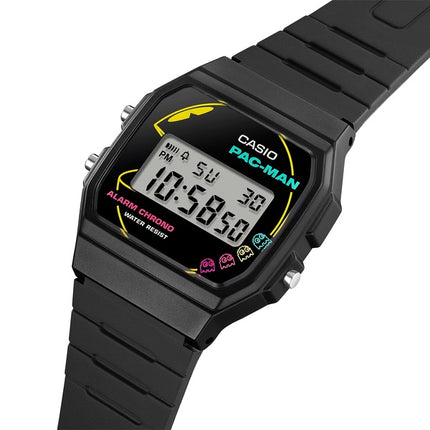 Montre unisexe Casio Standard Digital PAC-MAN Collaboration avec bracelet en résine biosourcée F-91WPC-1A à quartz