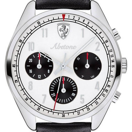 Montre homme Ferrari Scuderia Abetone cadran blanc bracelet en cuir quartz 0830569