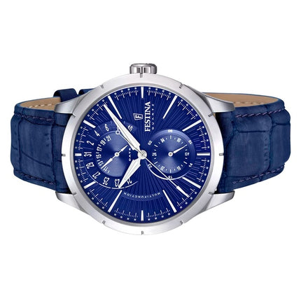 Montre Festina Retro Multifonction Bracelet Cuir Cadran Bleu Quartz F16573-7 Homme