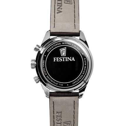 Montre homme Festina Chronographe à bracelet en cuir, cadran bleu et mouvement à quartz F16760-7