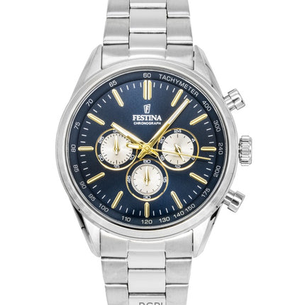 Montre Festina Timeless Chronographe Acier Inoxydable Cadran Bleu Quartz F16820-C Homme