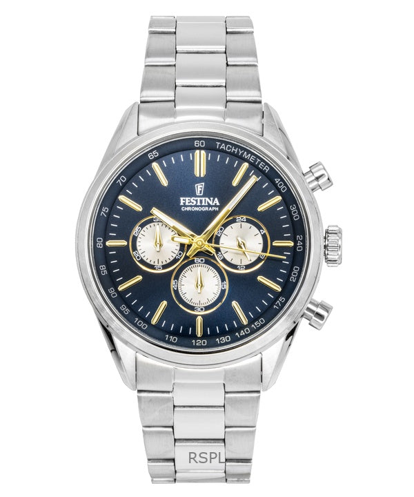 Montre Festina Timeless Chronographe Acier Inoxydable Cadran Bleu Quartz F16820-C Homme